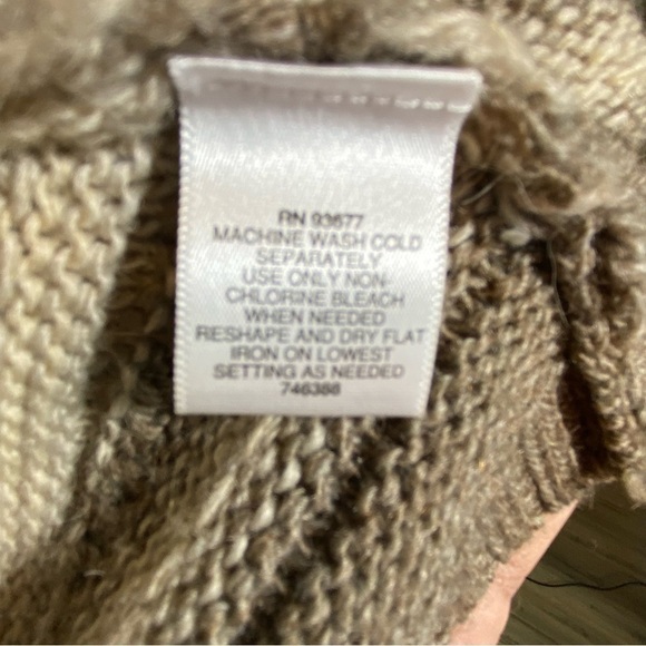 Liz Claiborne L knit cardigan alpaca wool neutral earthy tone striped open front - Picture 8 of 8